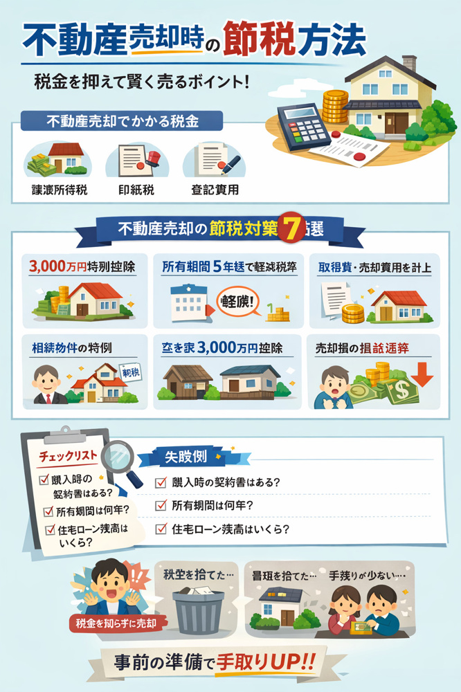 不動産売却時の節税方法を徹底解説｜税金を抑えて賢く売るポイント【2026年版】の画像
