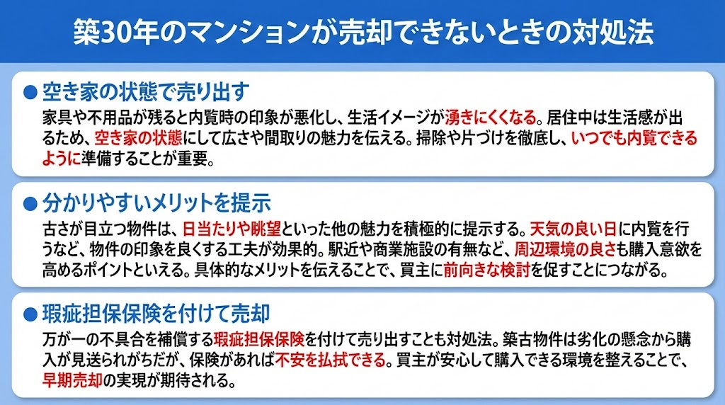 築30年のマンションが売却できないときの対処法