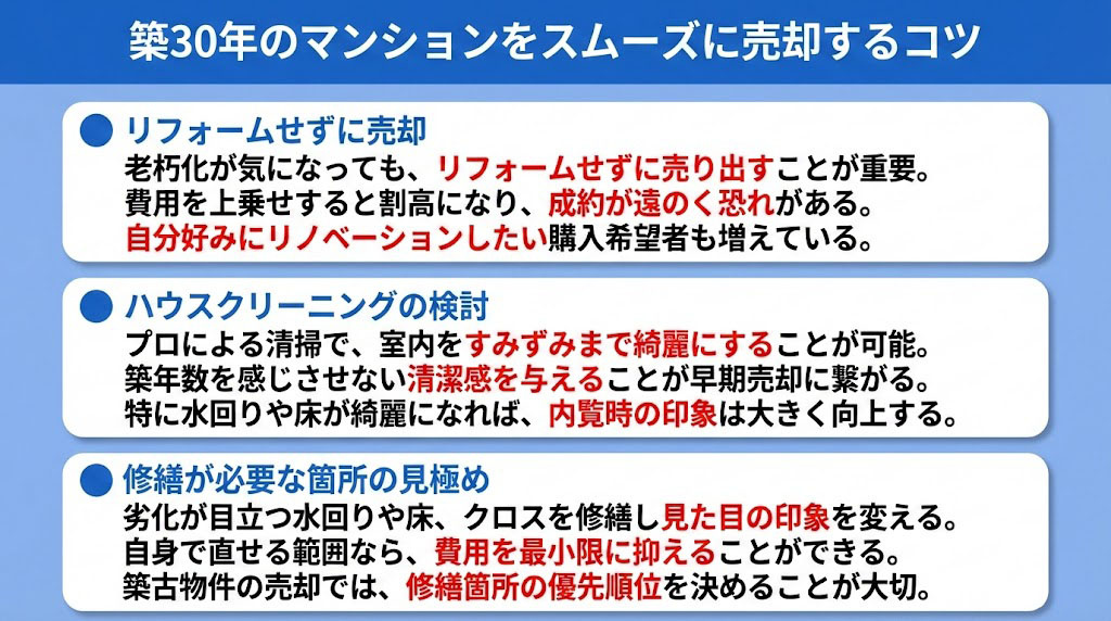 築30年のマンションをスムーズに売却するコツ