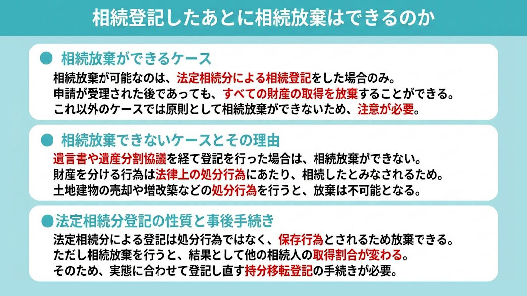 相続登記したあとに相続放棄はできるのか