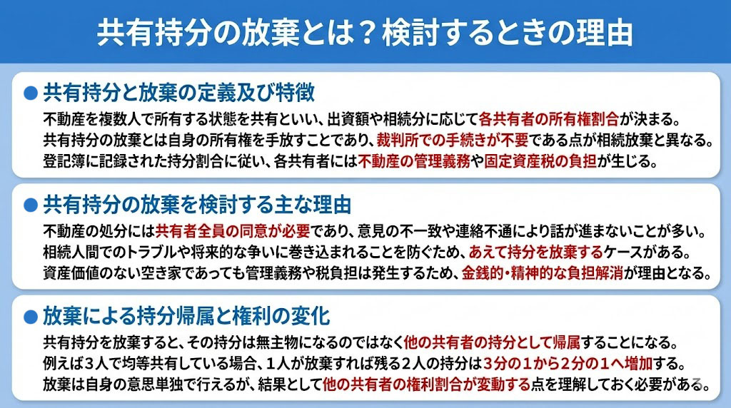 共有持分の放棄とは？検討するときの理由