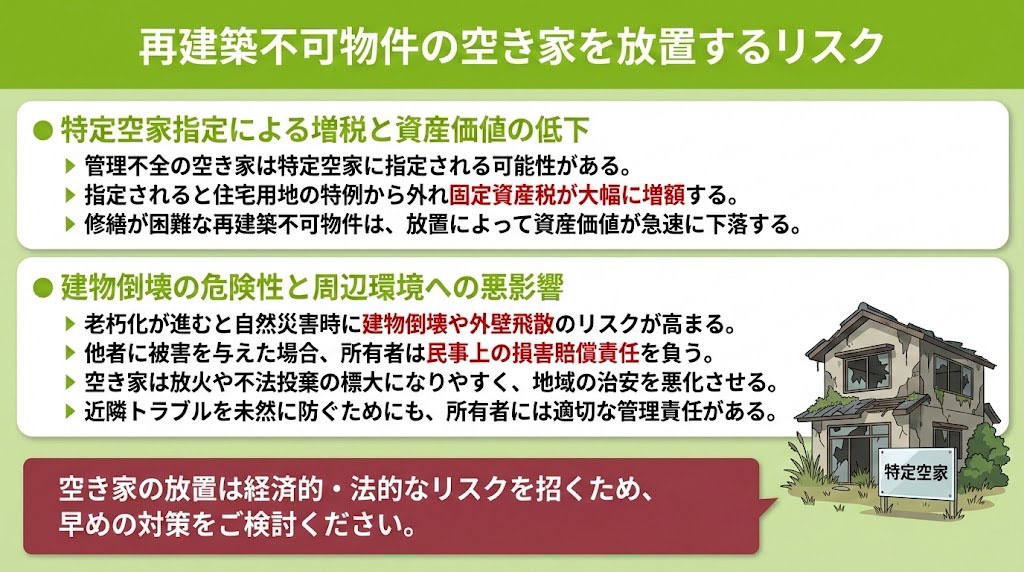 再建築不可物件の空き家を放置するリスク
