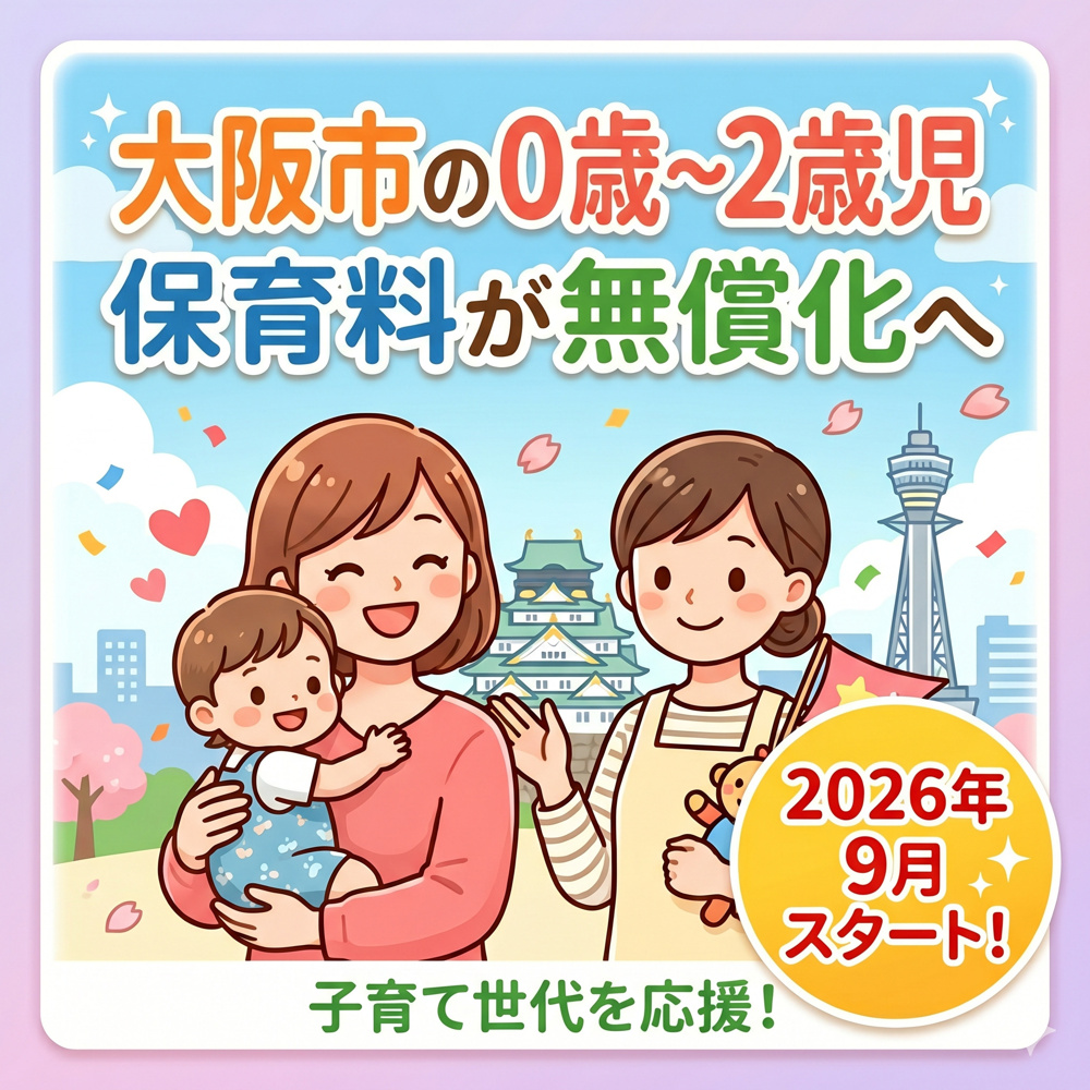 【2026年9月〜】大阪市の0歳～2歳児保育料が無償化へ。の画像
