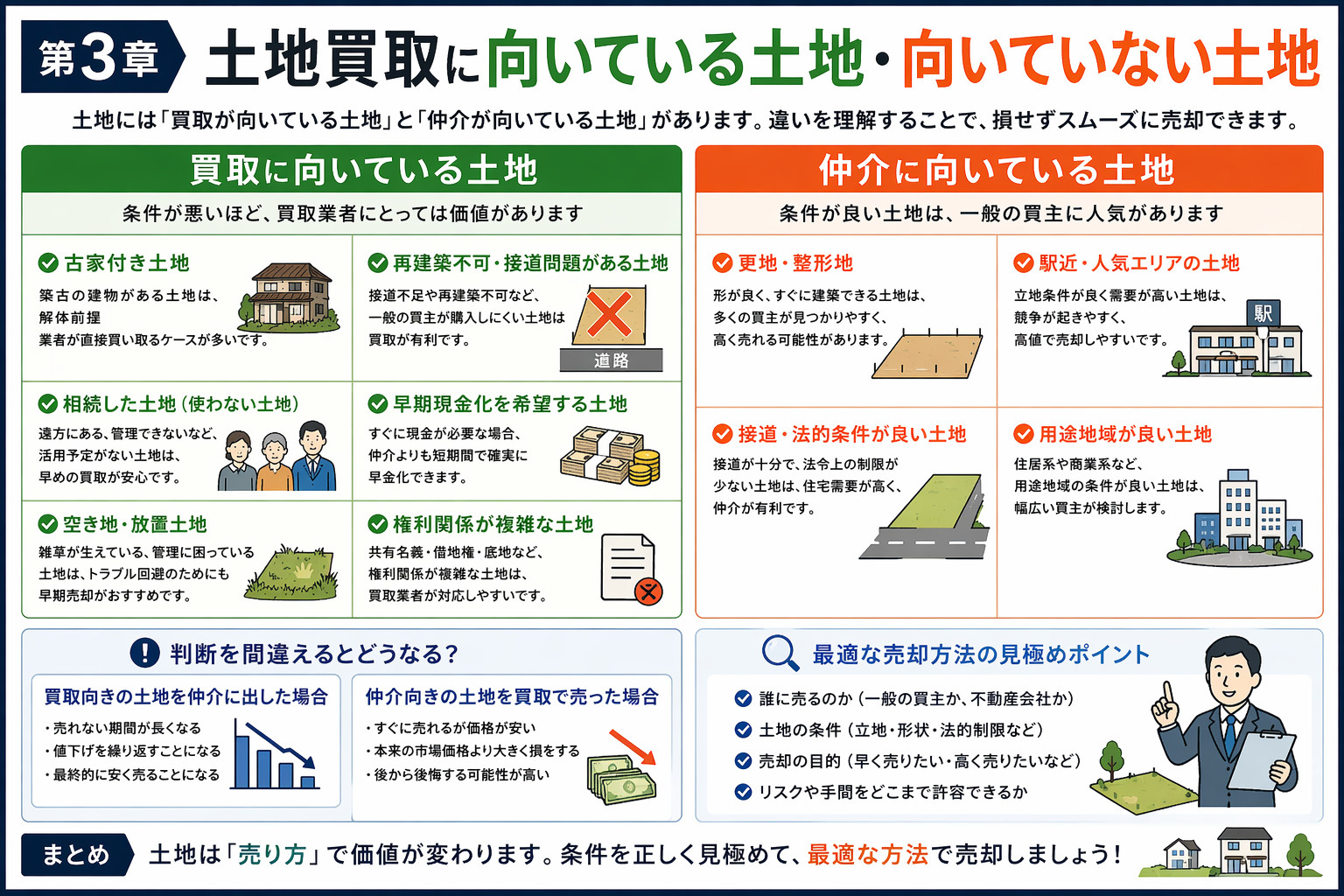 土地買取に向いている土地と向いていない土地