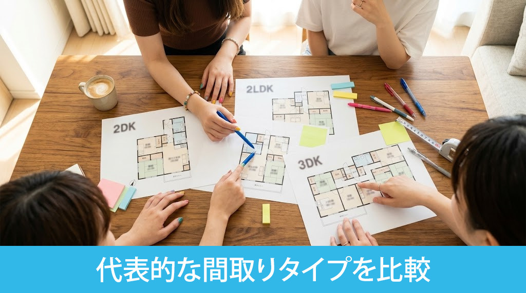 ルームシェア向きの代表的な間取りタイプを比較
