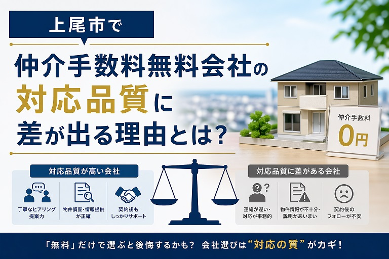 上尾市で仲介手数料無料会社の対応品質に差が出る理由とは？の画像