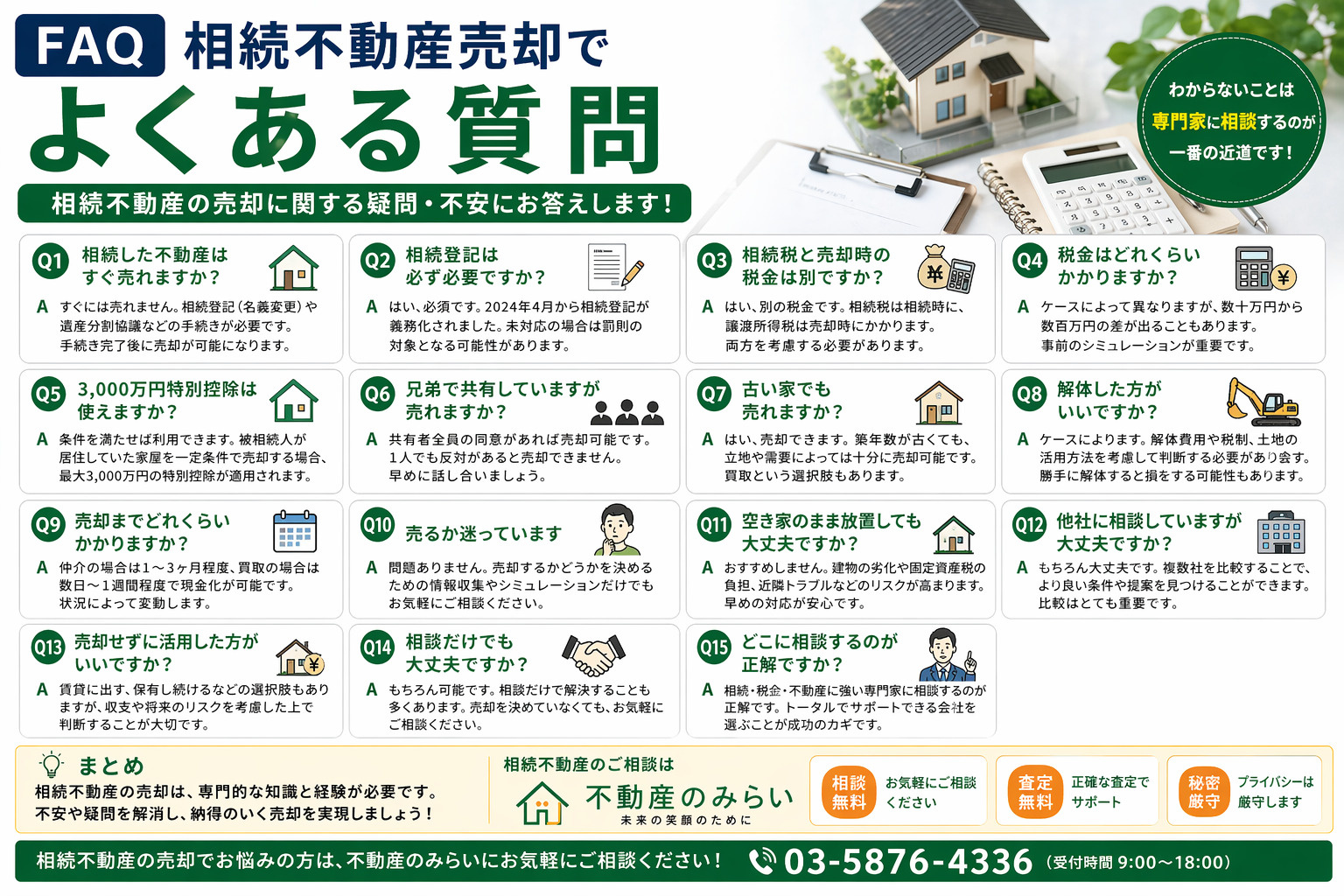相続不動産売却のよくある質問