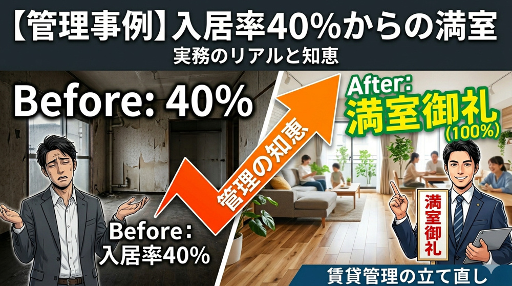 管理はつらいよ/入居率40％、築年数の古い賃貸マンションを3年かけて満室稼働まで立て直した管理事例の画像