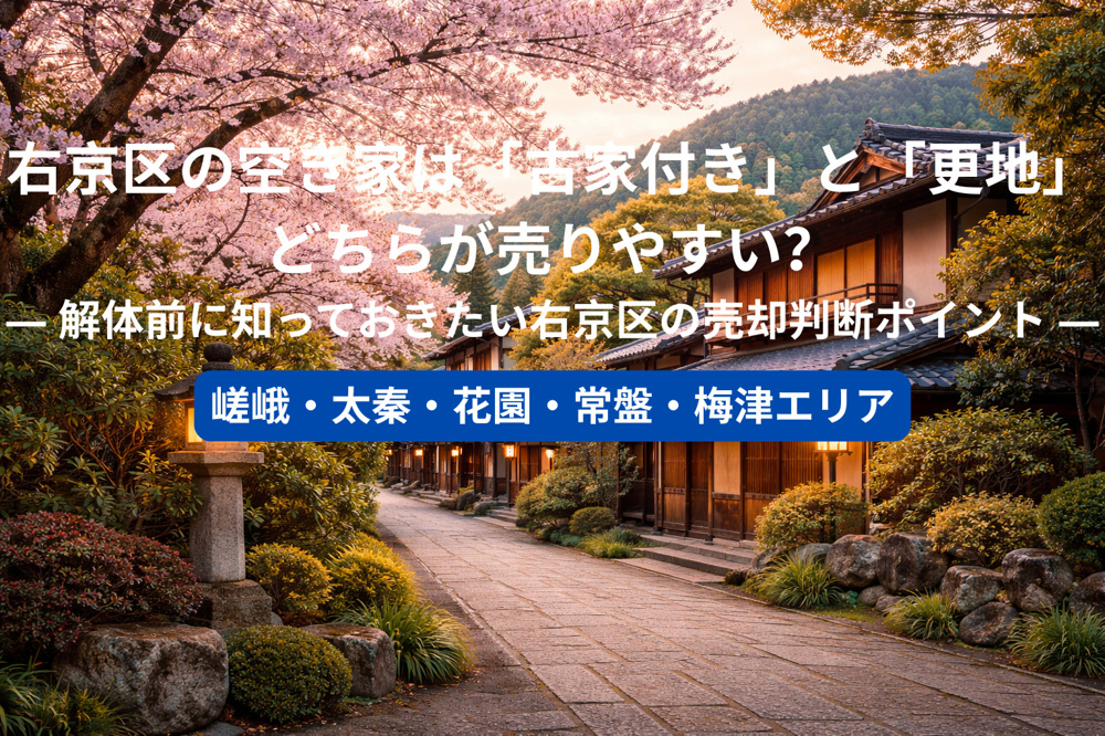 右京区の空き家は「古家付き」と「更地」どちらが売りやすい？ ― 解体前に知っておきたい右京区の売却判断ポイント ―の画像