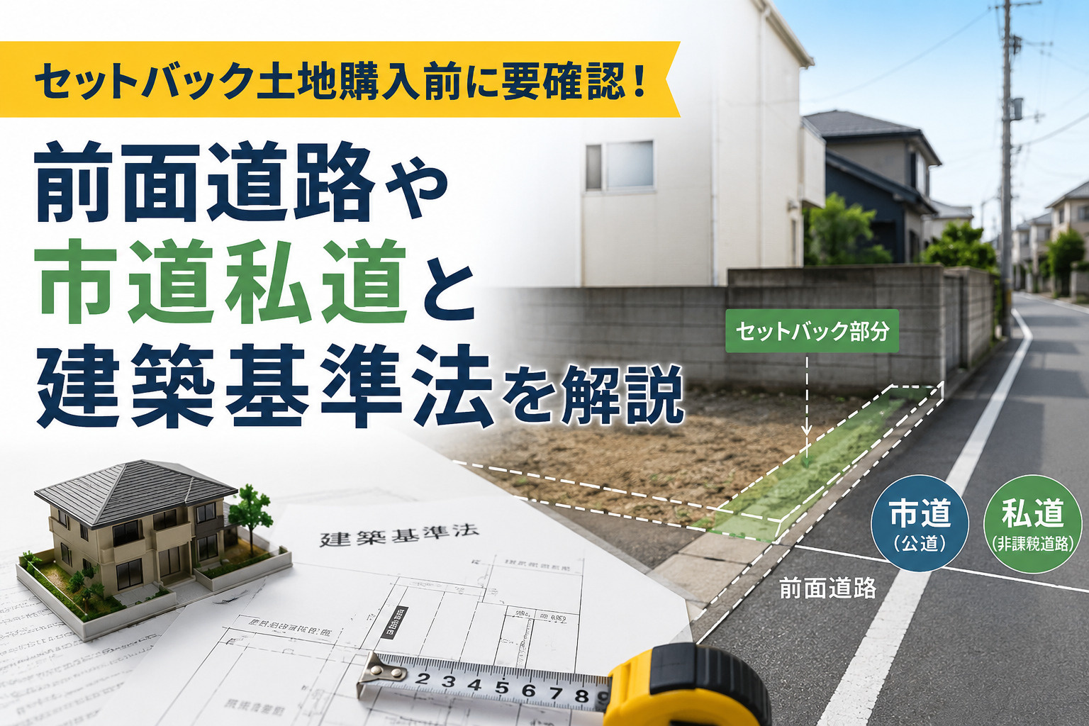 セットバック土地購入前に要確認！前面道路や市道私道と建築基準法を解説の画像