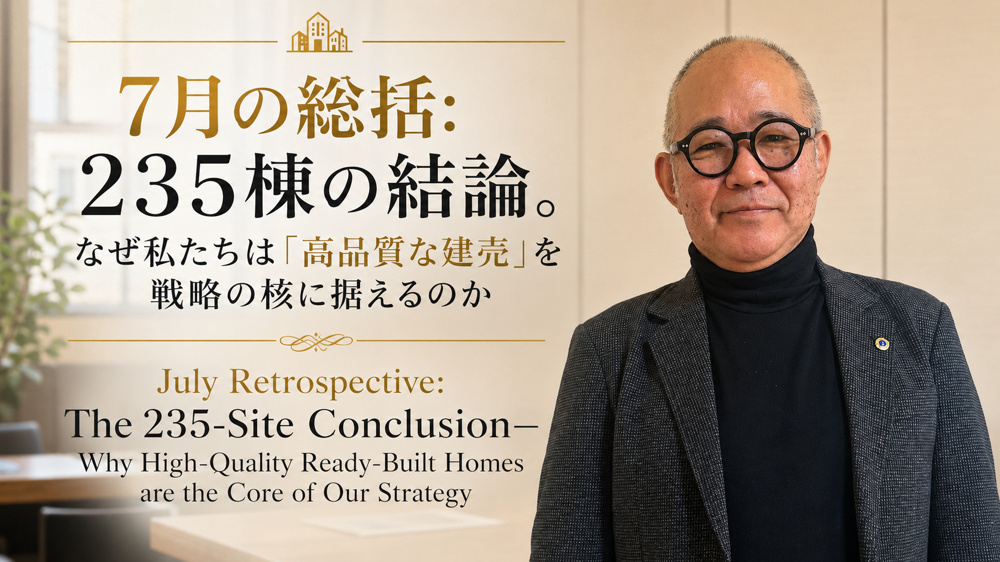 （2026年7月27日）⑬ 7月の総括：235棟の結論。なぜ私たちは「高品質な建売」を戦略の核に据えるのかの画像