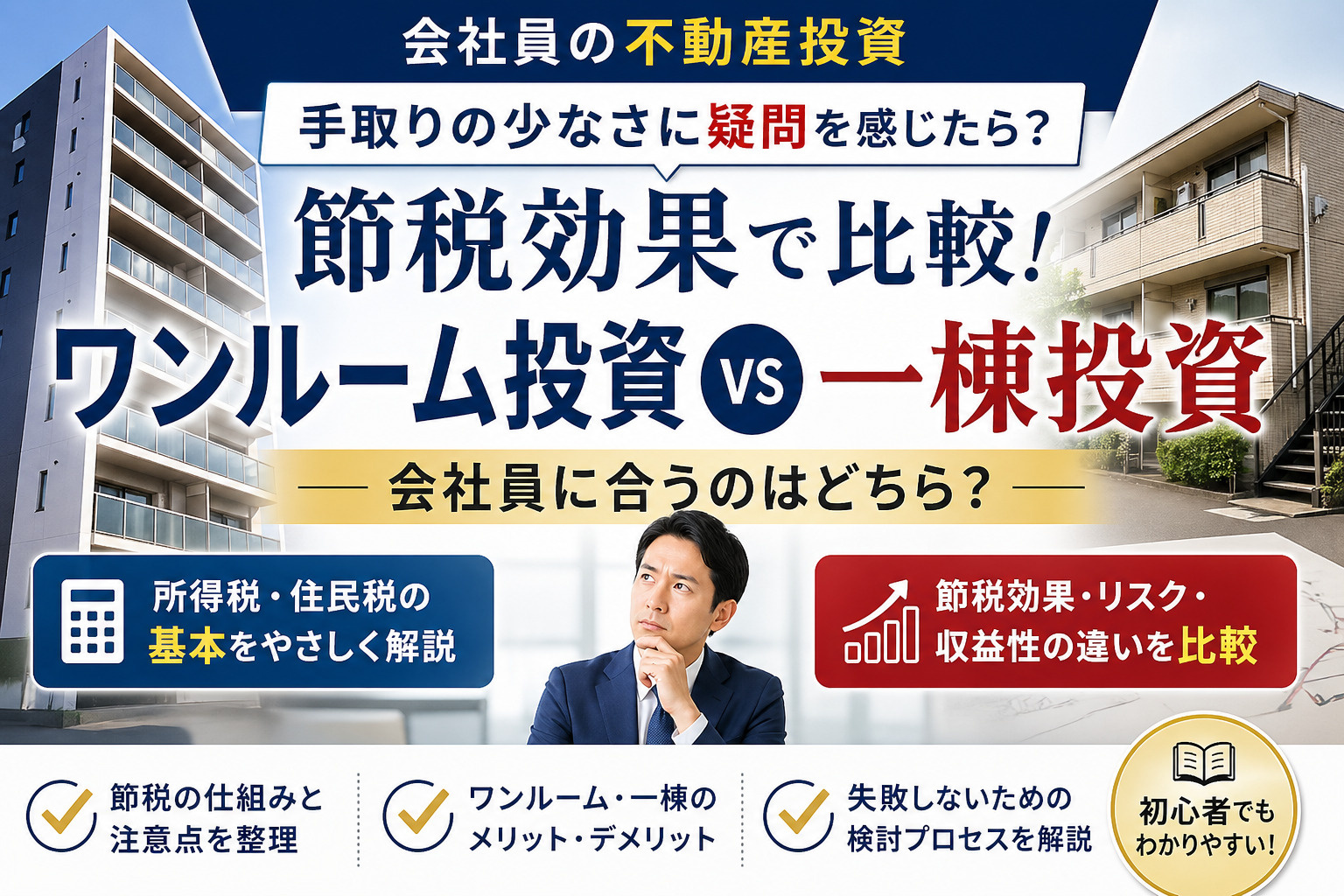 ワンルーム投資と一棟投資どちらが節税効果は高い？会社員向けに比較ポイントを解説の画像