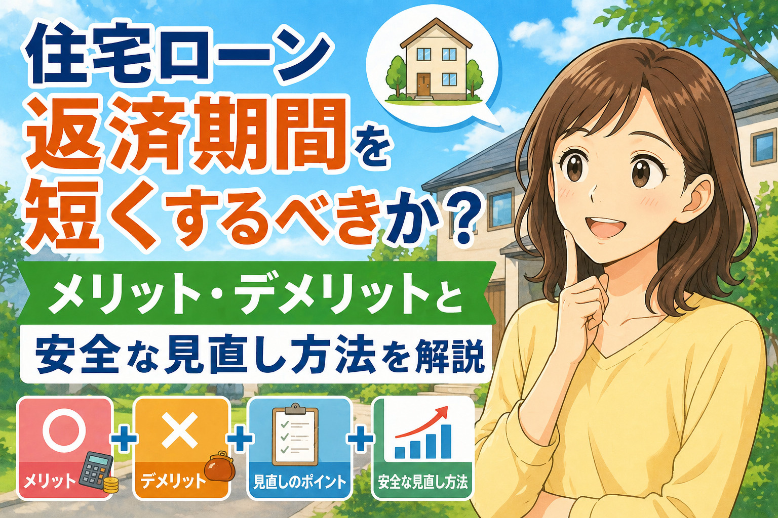 住宅ローン返済期間を短くするべきか?メリットデメリットと安全な見直し方法を解説の画像