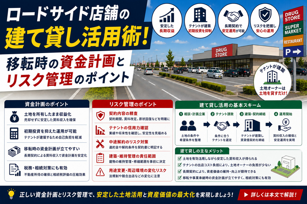 ロードサイド店舗の建て貸し活用術！移転時の資金計画とリスク管理のポイントの画像