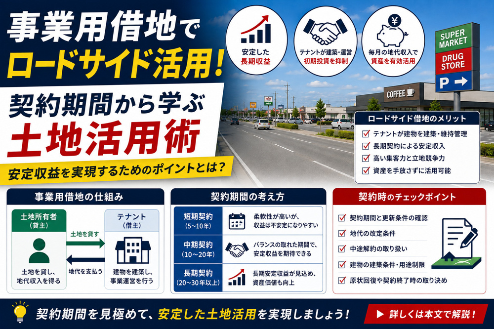 事業用借地でロードサイド活用！契約期間から学ぶ土地活用術の画像
