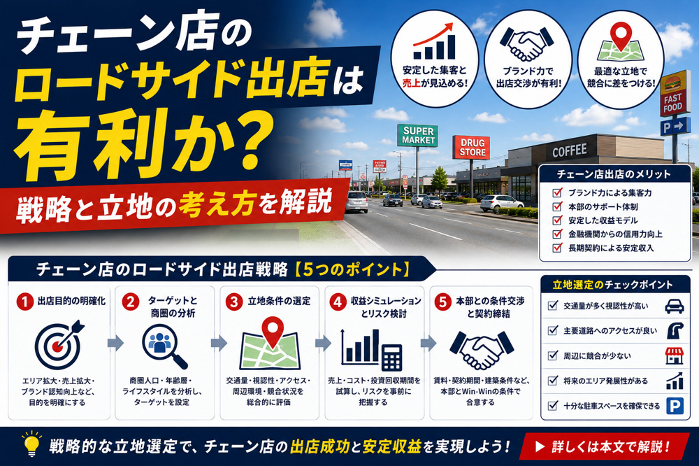 チェーン店のロードサイド出店は有利か？戦略と立地の考え方を解説の画像
