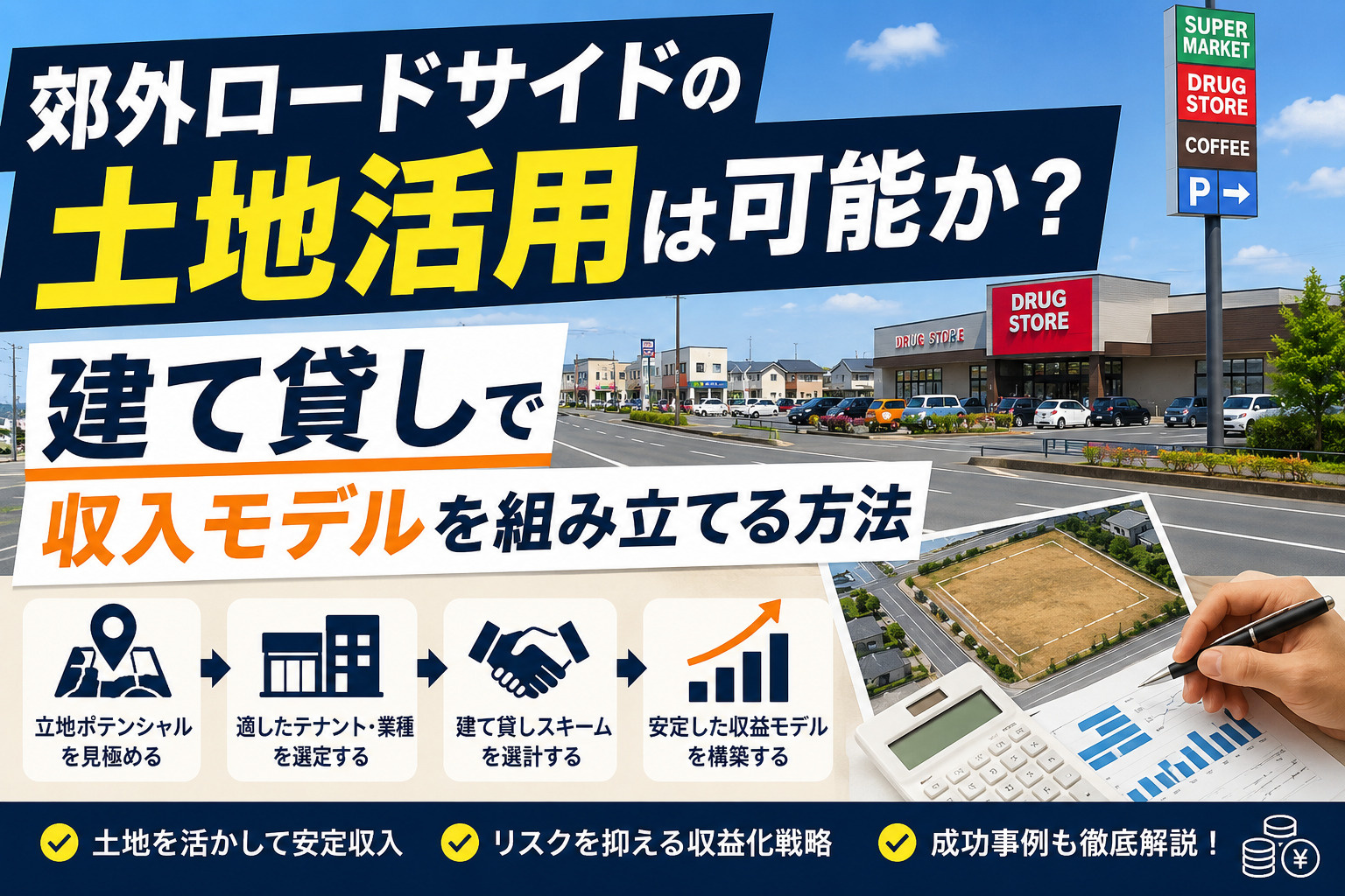 郊外ロードサイドの土地活用は可能か?建て貸しで収入モデルを組み立てる方法の画像