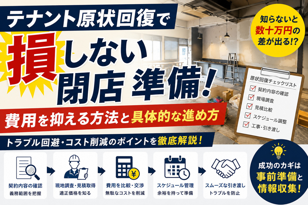 テナント原状回復で損しない閉店準備！費用を抑える方法と具体的な進め方の画像