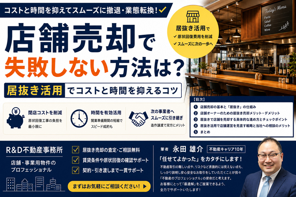 店舗売却で失敗しない方法は？居抜き活用でコストと時間を抑えるコツの画像