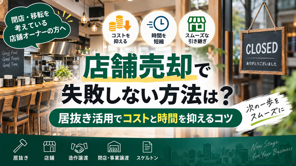 店舗売却で失敗しない方法は？居抜き活用でコストと時間を抑えるコツの画像