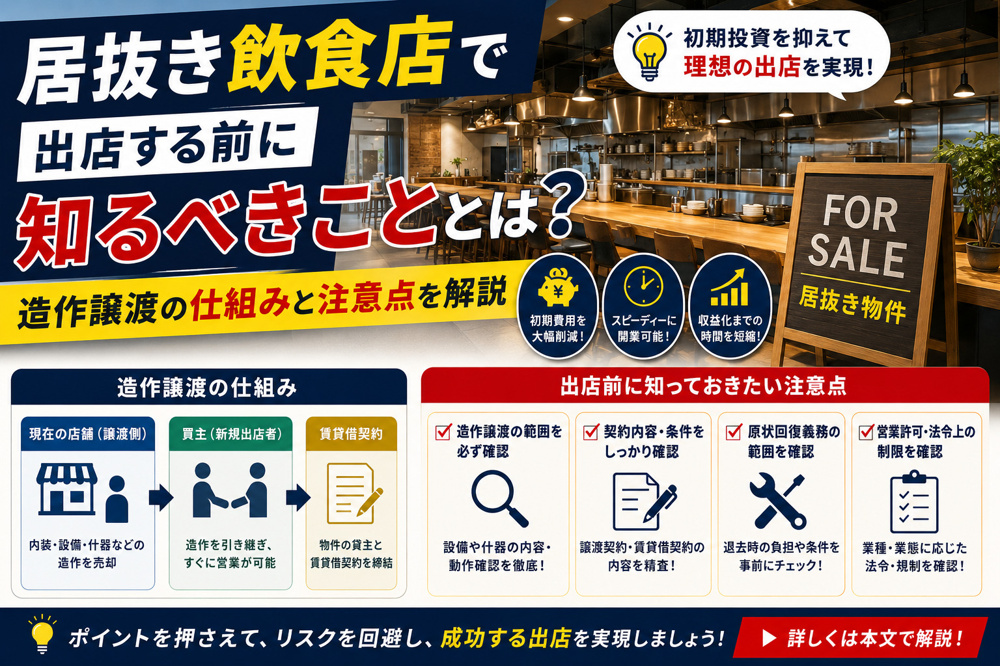 居抜き飲食店で出店する前に知るべきこととは？造作譲渡の仕組みと注意点を解説の画像