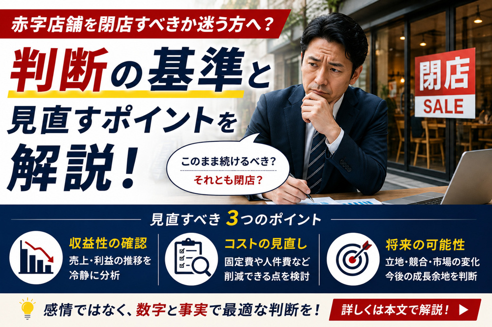 赤字店舗を閉店すべきか迷う方へ？判断の基準と見直すポイントを解説の画像