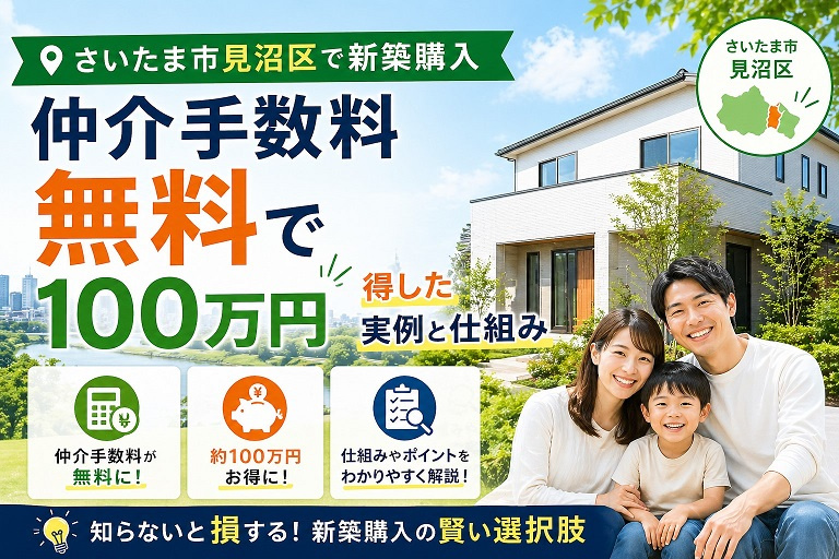 さいたま市見沼区で新築購入|仲介手数料無料で100万円得した実例と仕組みの画像