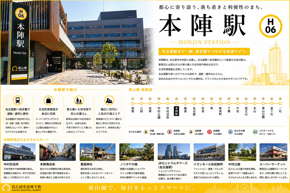 地下鉄東山線「本陣」駅周辺のエリア情報の画像