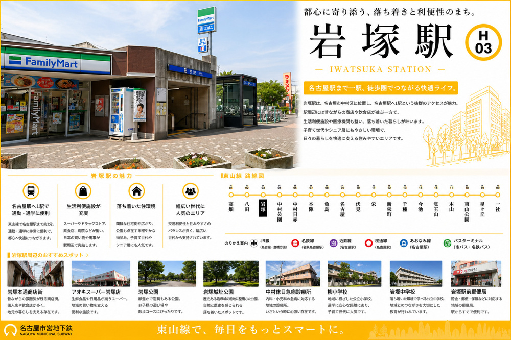 地下鉄東山線「岩塚」駅周辺のエリア情報の画像