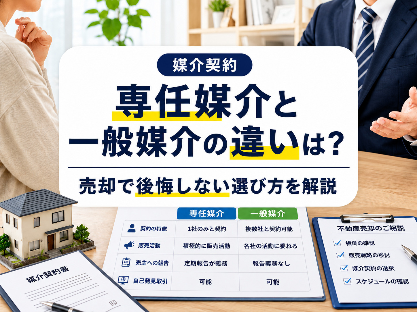 専任媒介と一般媒介の違いは？売却で後悔しない選び方を解説の画像