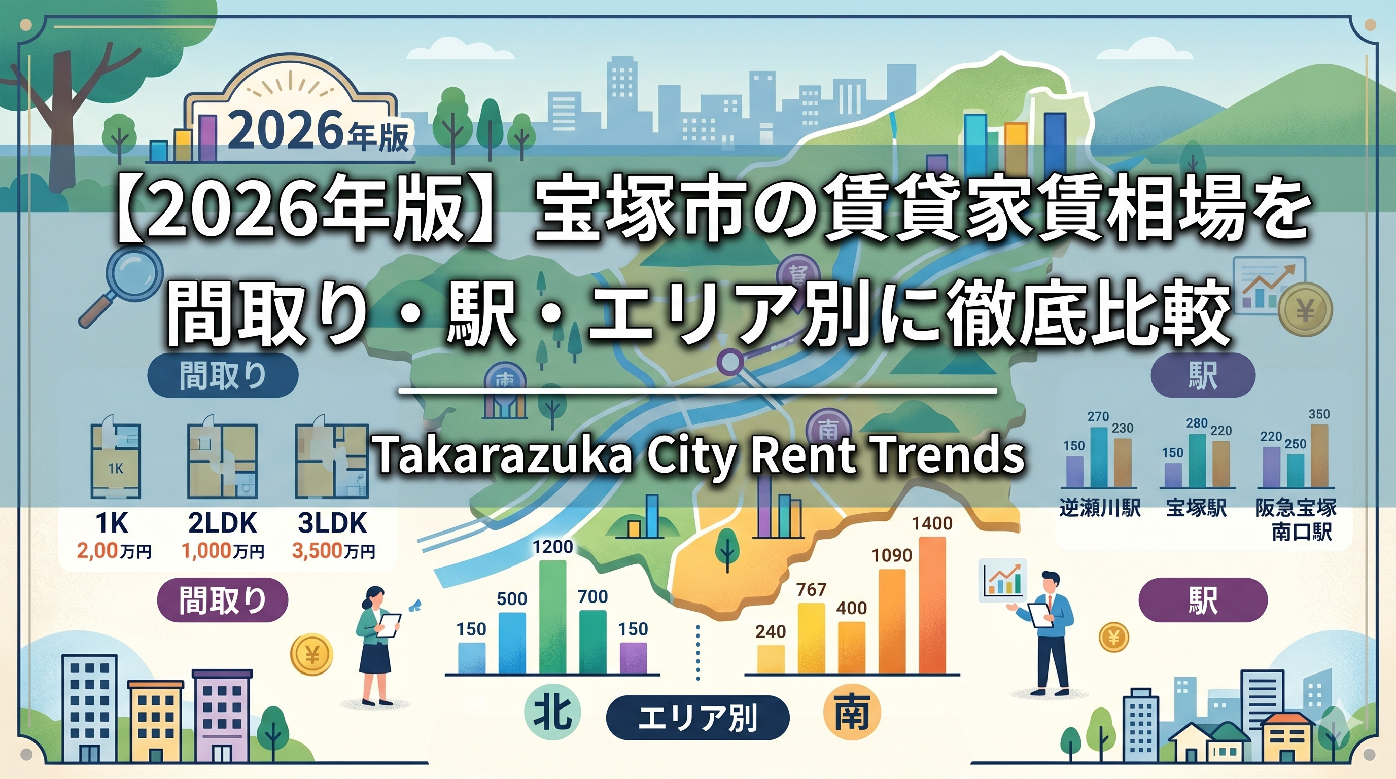 【2026年版】宝塚市の賃貸家賃相場を間取り・駅・エリア別に徹底比較の画像