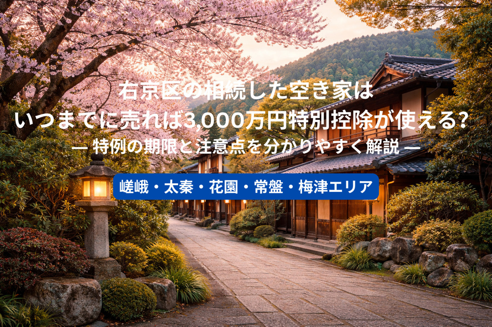 右京区の相続した空き家はいつまでに売れば3,000万円特別控除が使える？ ― 特例の期限と注意点を分かりやすく解説 ―の画像