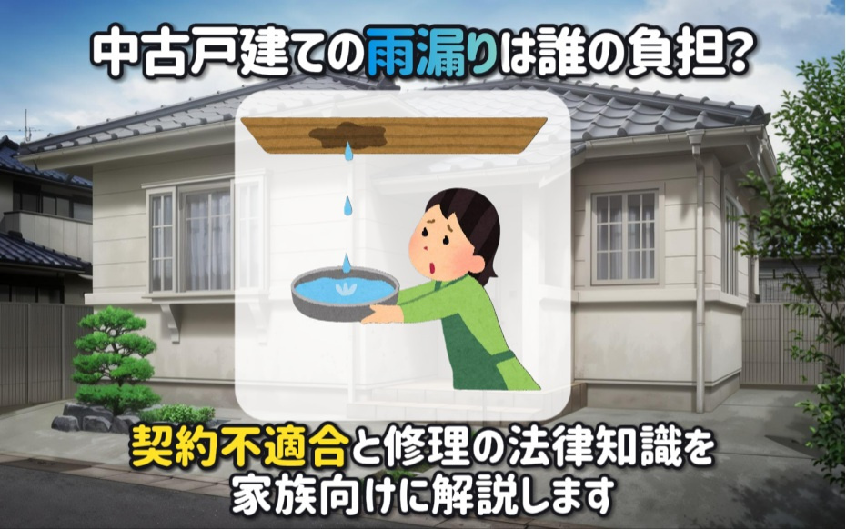 中古戸建ての雨漏りは誰の負担？契約不適合と修理の法律知識を家族で確認の画像