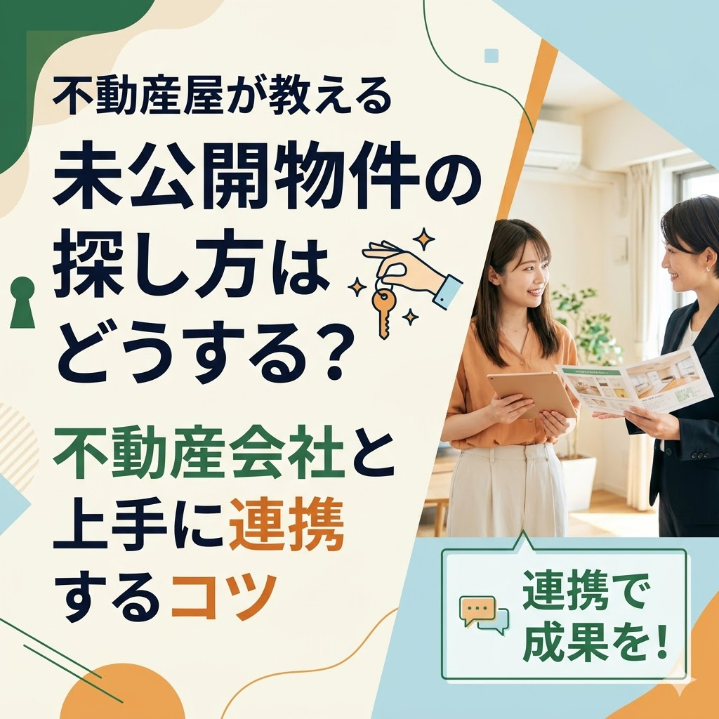 未公開物件の探し方はどうする？不動産会社と上手に連携するコツの画像