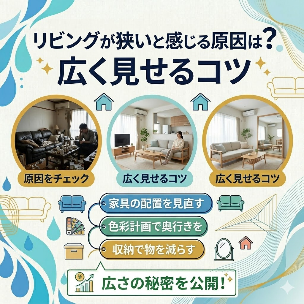 リビングが狭いと感じる原因は？広く見せるコツと間取り変更リフォームの考え方の画像