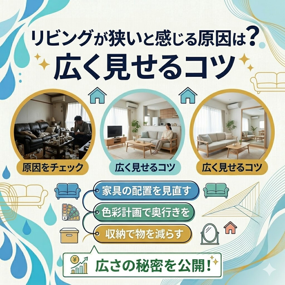 リビングが狭いと感じる原因は？広く見せるコツと間取り変更リフォームの考え方の画像