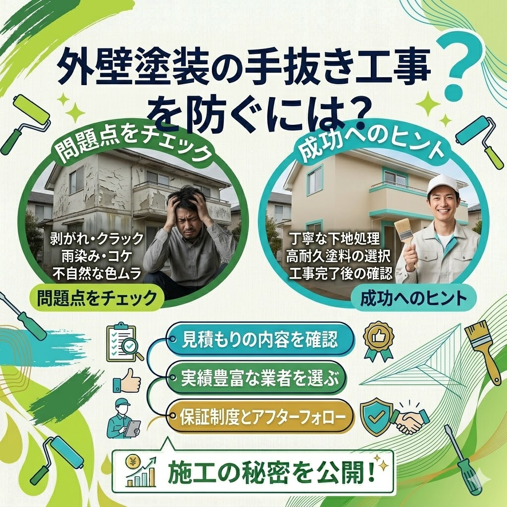 外壁塗装の手抜き工事を防ぐには？見抜き方と十年守るチェックポイントの画像