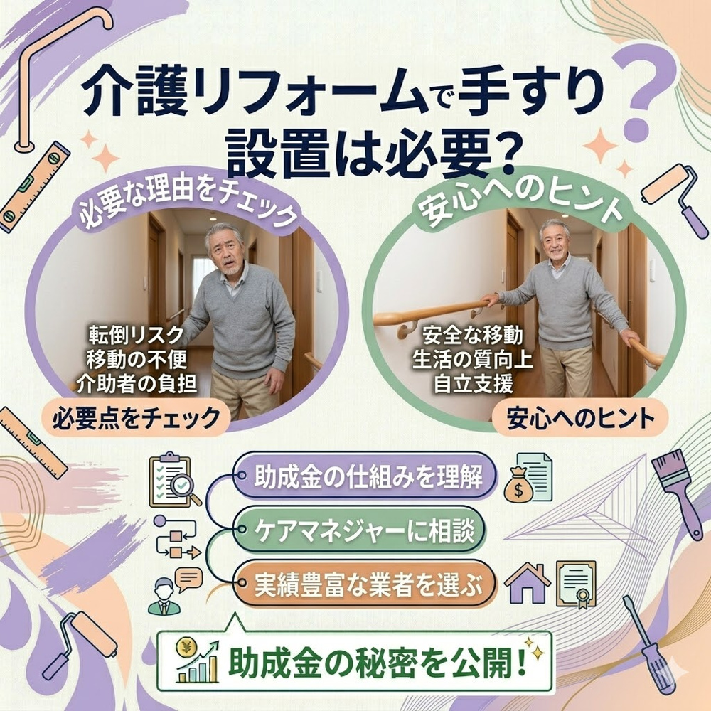 介護リフォームで手すり設置は必要？助成金の仕組みと申請の流れを解説の画像