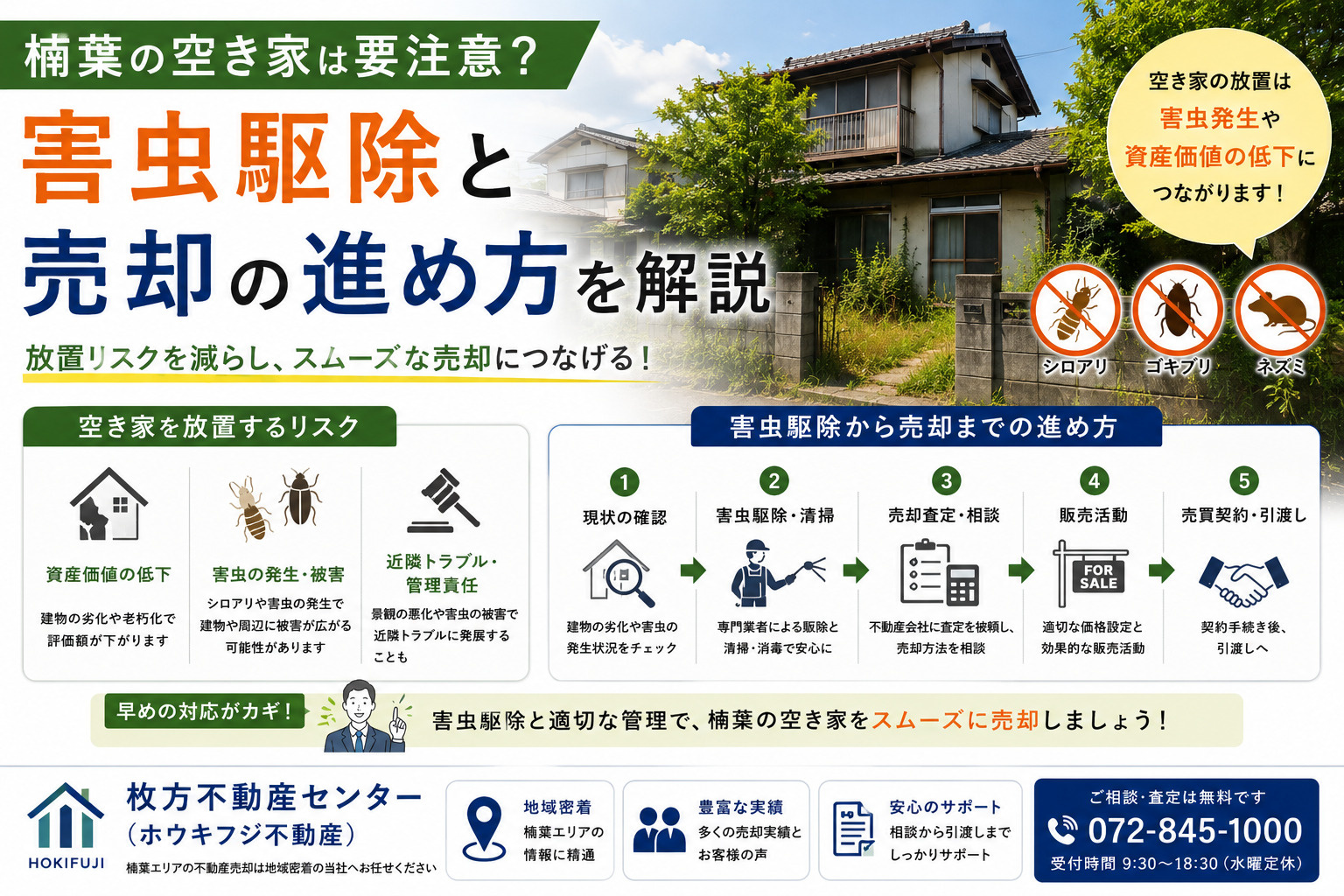 楠葉の空き家は要注意？害虫駆除と売却の進め方を解説の画像