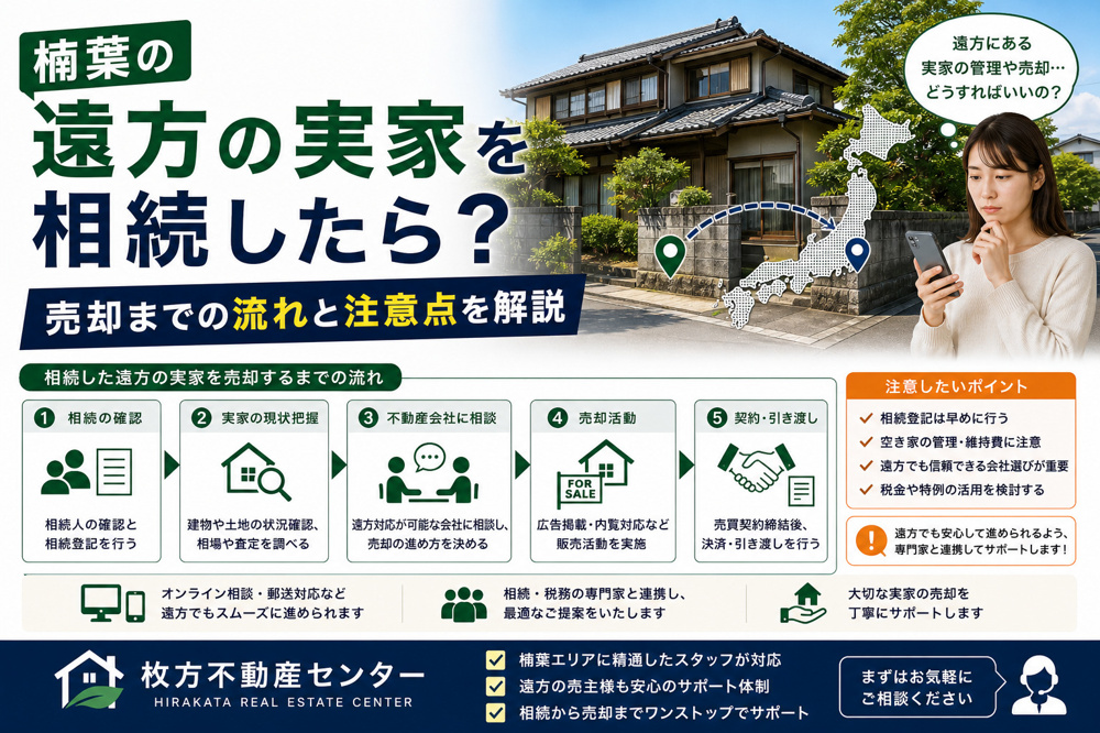 楠葉の遠方の実家を相続したら？売却までの流れと注意点を解説の画像