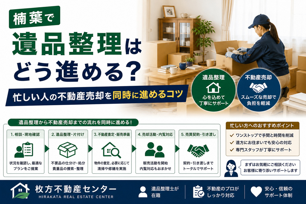 楠葉で遺品整理はどう進める？忙しい人の不動産売却を同時に進めるコツの画像