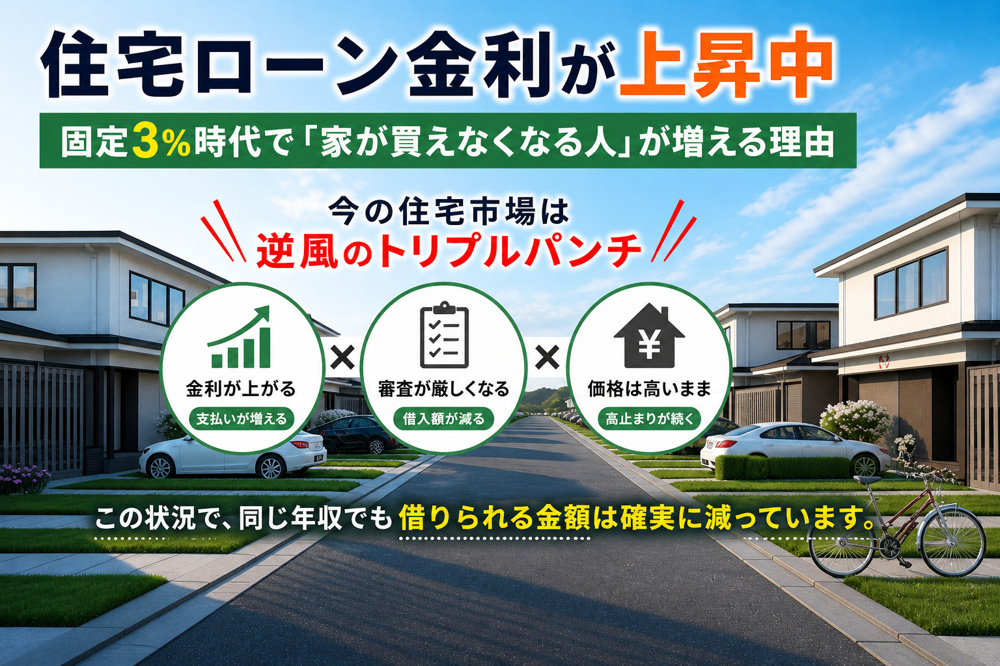 住宅ローン金利が上昇中｜固定3％時代で「家が買えなくなる人」が増える理由の画像