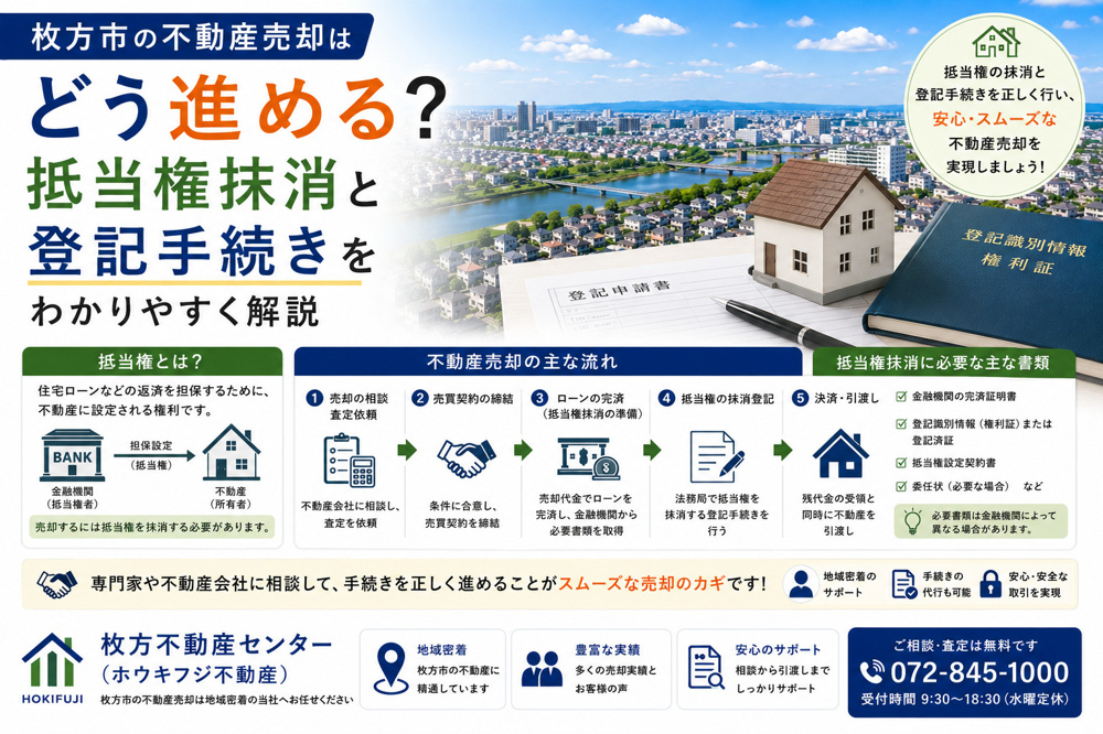 枚方市の不動産売却はどう進める？抵当権抹消と登記手続きをわかりやすく解説の画像