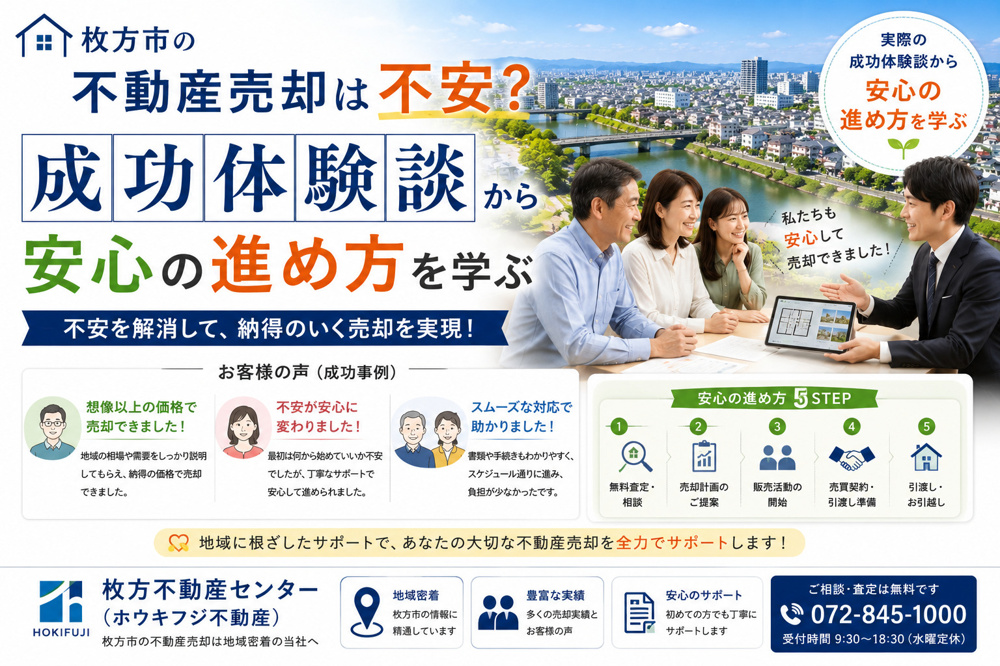 枚方市の不動産売却は不安？成功体験談から安心の進め方を学ぶの画像