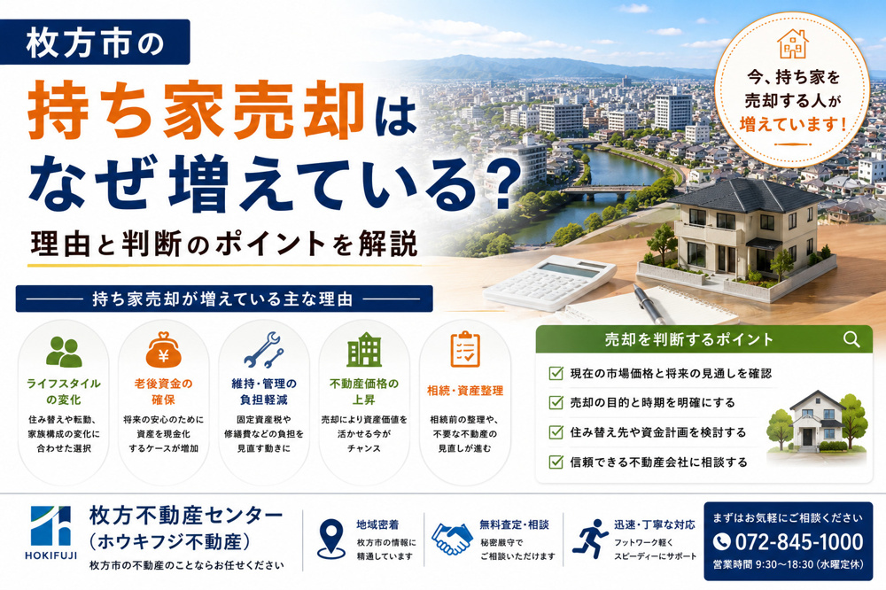 枚方市の持ち家売却はなぜ増えている？理由と判断のポイントを解説の画像