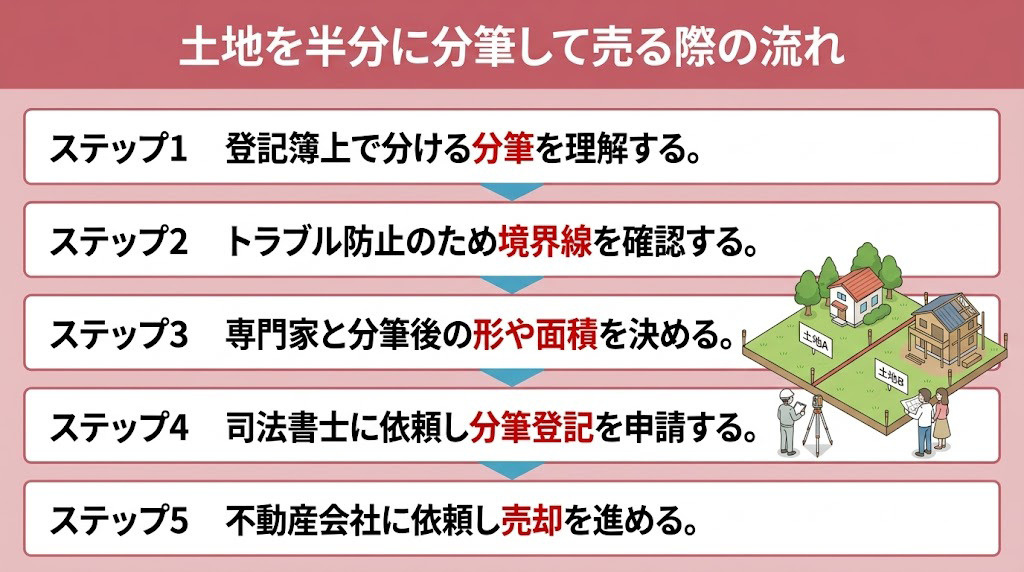 土地を半分に分筆して売る際の流れ