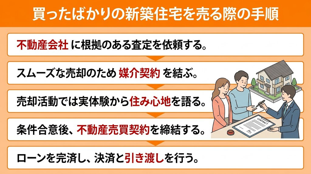 買ったばかりの新築住宅を売る際の手順