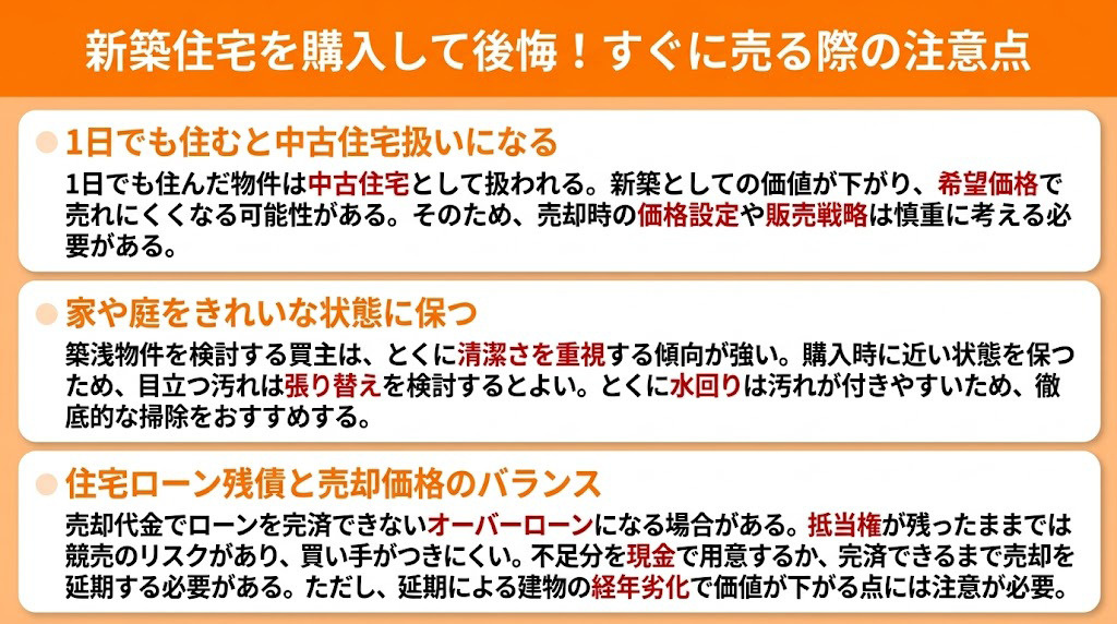 新築住宅を購入して後悔！すぐに売る際の注意点