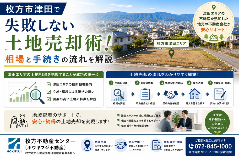 枚方市津田で失敗しない土地売却術！相場と手続きの流れを解説枚方市の