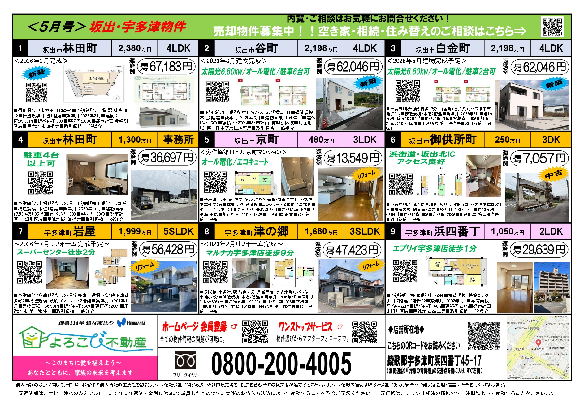 分譲式コーポラティブ住宅マニュアル 分譲収支予測計算ソフト付き、 事例チラシ集 5月号チラシ 坂出・宇多津方面｜宇多津の不動産なら株式会社浜崎